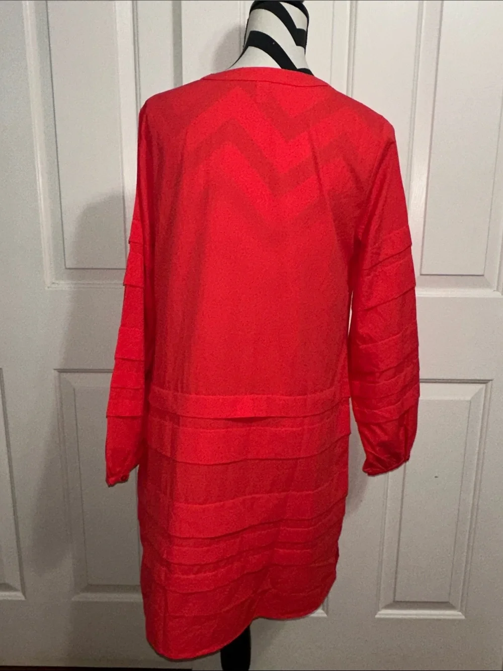 Coolibar Red Long-Sleeve Pleated Tunic Dress